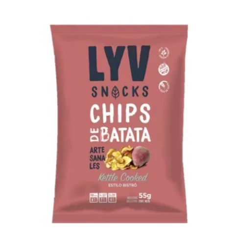 Chips de Batata estilo Kettle con Sal Marina LyV x 55g Celinda Alimentos sin TACC