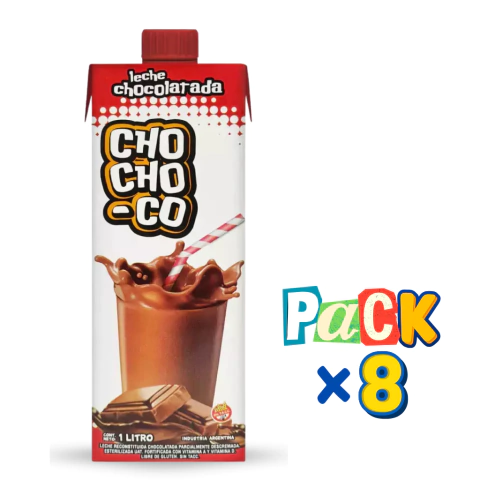 PACK x 8 Leche Chocolatada CHOCHO-CO x 1 Litro Celinda Alimentos sin TACC