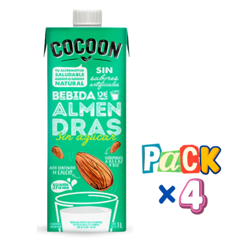 PACK x 4 Leche de Almendras sin azúcar Cocoon x 1 Litro Celinda Alimentos sin TACC