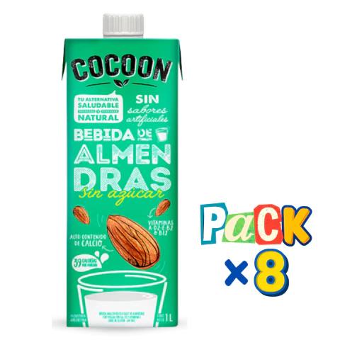 PACK x 8 Leche de Almendras sin azúcar Cocoon x 1 Litro Celinda Alimentos sin TACC