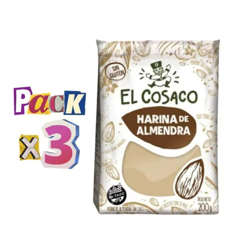 PACK Harina de Almendras El Cosaco x3 x 200g Celinda Alimentos sin TACC