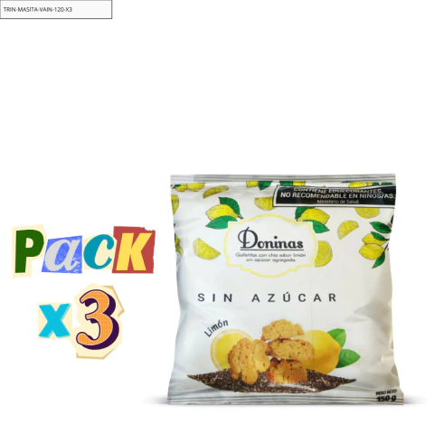 PACK x 3 Galletitas Doninas sin Azúcar sabor Limón x 150g Celinda Alimentos sin TACC