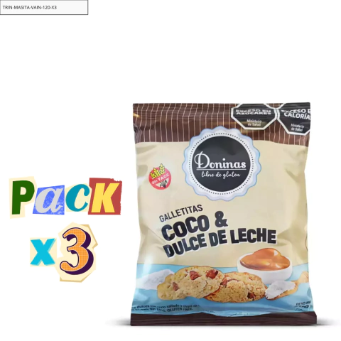 PACK x 3 Galletitas Doninas de Coco y Dulce de Leche x 200g Celinda Alimentos sin TACC