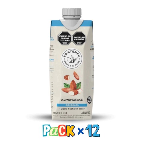 PACK x 12 Leche de Almendras Clásica sin azúcar x 500cc - Tratenfu Celinda Alimentos sin TACC
