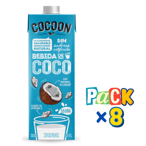 PACK x 8 Leches de Coco sin azúcar Cocoon x 1 Litro Celinda Alimentos sin TACC