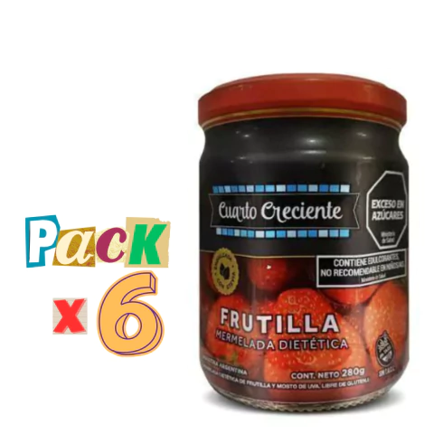 PACK x 6 Mermelada de Frutillas con Stevia Cuarto Creciente x 300g Celinda Alimentos sin TACC
