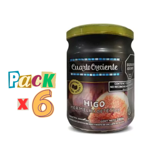 PACK x 6 Mermeladas de Higos con Stevia Cuarto Creciente x 300g Celinda Alimentos sin TACC