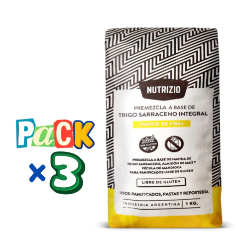 PACK x 3 Premezclas de Trigo Sarranceno sin Lactosa Nutrizio x 1 Kg Celinda Alimentos sin TACC