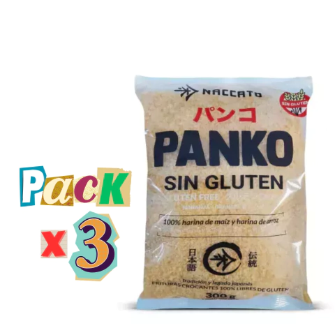 PACK x 3 Panko estilo japonés naranja NACATTO x 300g Celinda Alimentos sin TACC