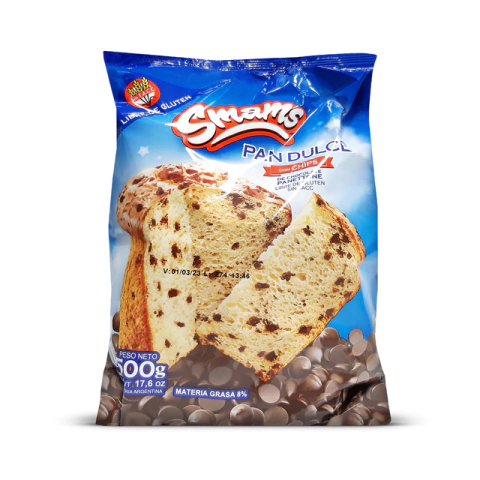 Pan Dulce con Chips Chocolate SMAMS x 500g Celinda Alimentos sin TACC