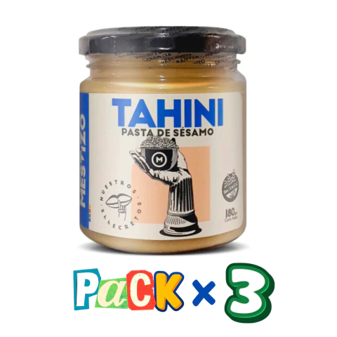 PACK x 3 Tahini Pasta de Sésamo Blanco MESTIZO x 180g Celinda Alimentos sin TACC