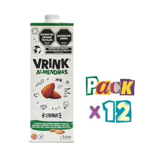 PACK x 12 Leches de Almendras Liviana VRINK x 1 Litro Celinda Alimentos sin TACC