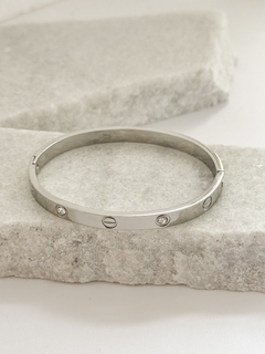 Bracelete zircônia - aço inox prata - comprar online
