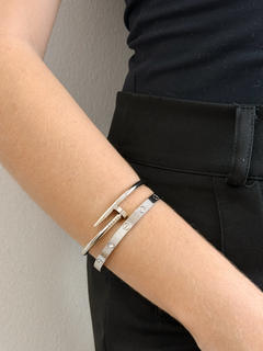 Bracelete zircônia - aço inox prata - Milena Gigli - Acessórios