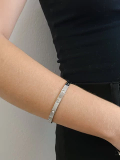 Bracelete zircônia - aço inox prata na internet