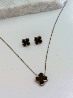 Conjunto Trevo Prata - Aço inox - Milena Gigli - Acessórios