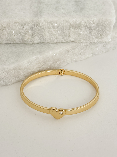 Bracelete Coração com stras- Banhado a ouro