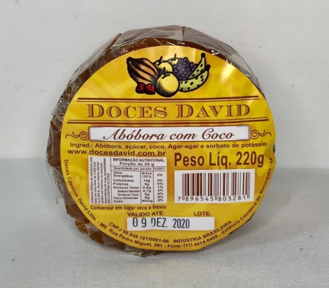 Doce de Abobora com coco em barra 220g