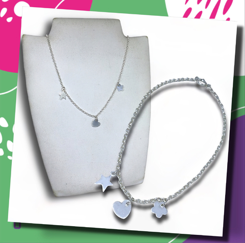 COMBO #15 (COLLAR y PULSERA CON DIJES DE PLATA)