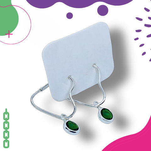 Aros Argolla Corazón de plata italiana 925 con Dije Piedra N73