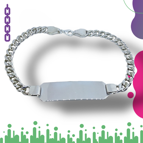 Pulsera Maciza Plata 925 con Chapa N150