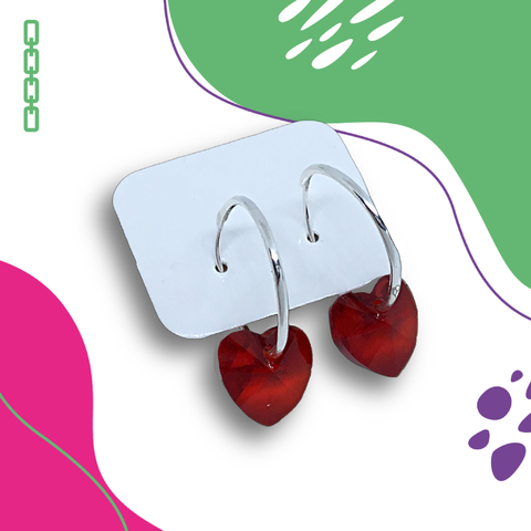 Aros Argolla de plata 925 con Cristal Corazón N120