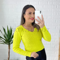 Cropped Tricot Modal Decote V Tijolinho - Senhorita Tricot