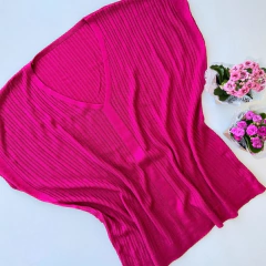 Blusa Tricot Ampla Canelada Decote V na internet