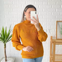 Blusa Tricot Gola Alta Manga Bufante - comprar online