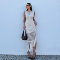 Vestido Tricot Rendado com Franjas - comprar online