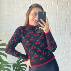 Blusa Tricot Modal Cereja - loja online