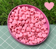 Miçanga Coração Rosa - 50 unidades
