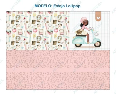 Recorte Sublimado Estojo Lollipop + Chaveiro - Professora Aquarela 01 - Negra