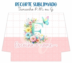 Recorte Sublimado P, M ou G - Inicial Floral Rosa