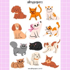 Adesivo Cães e Gatos (cartela maior - 16x12cm) - comprar online