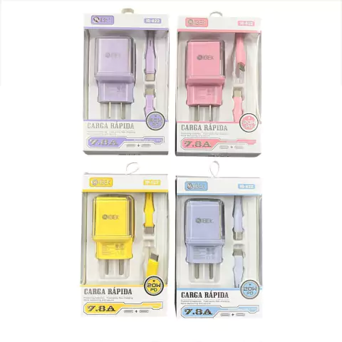 CARGADOR IBEK 20W 2 SALIDAS (USB/TIPO C) CON CABLE TIPO C a C IB-622