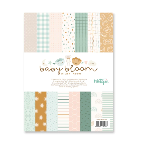 Pad 15 x 20cm, papeles estampados y Tarjetas BABY BLOOM