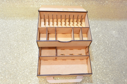 Caja costurera con compartimentos