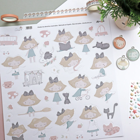 Hoja de troquelados ilustraciones colección CELIALICE, Alua Cid