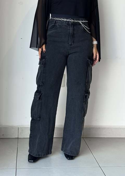 Wide Leg Cargo Duo Grafite - comprar online