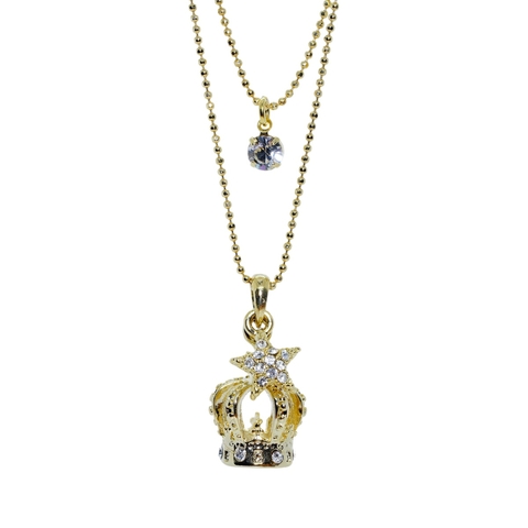 Colar Strass Coroa Duplo CO0448