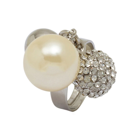 Anel Regulável Chocalho Strass e Pérola AN1857