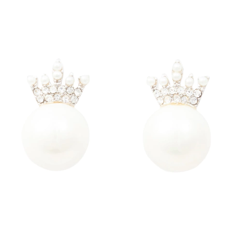 Brinco Strass e Pérola Coroa BC3969