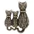 Broche Strass Três Gatinhos Ródio Negro Akasaki BRG0059