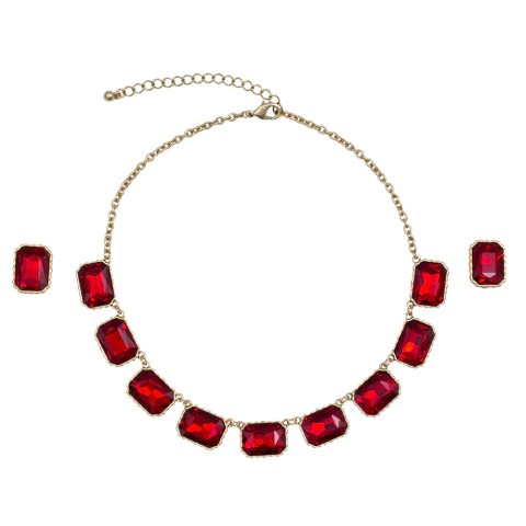 Conjunto Colar e Brinco Strass ST9044