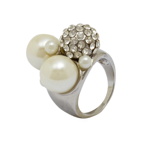 Anel Strass e Pérola Triplo AN1584