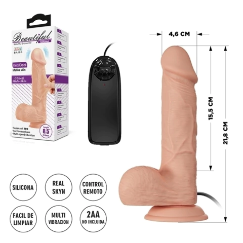 CONSOLADOR VIBRADOR DILDO CON TESTICULOS VERTEBRADO CON SOPAPA PELIZCABLE 8.5" vibrador - comprar online