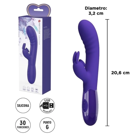 VIBRADOR CERVERUS CON ESTIMULADOR DE CLITORIS, CON 30 FUNCIONES Y CARGA USB - comprar online