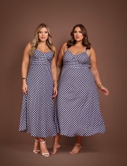 VESTIDO MIDI XADREZ VICKY 8444 - comprar online