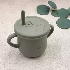 Vaso de silicona con sorbete y asas - comprar online